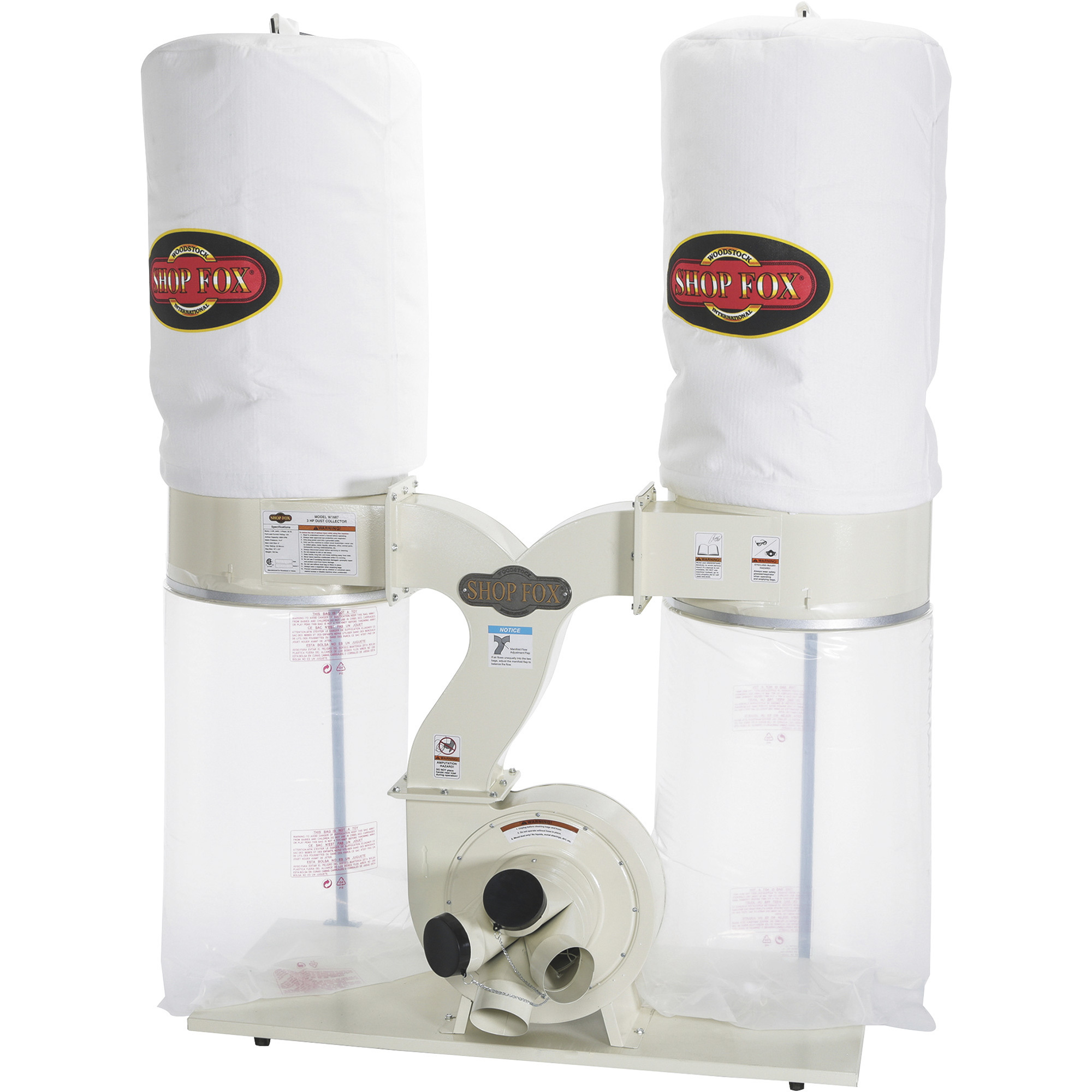 Shop Fox Dust Collector - 3 HP, 2830 CFM, 4in. Inlets, Model# W1687